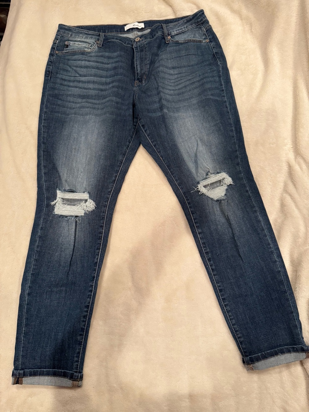 KanCan Dark Blue Distressed Boyfriend Jeans